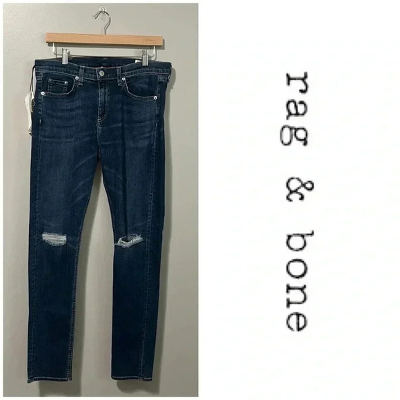 Rag & Bone High Rise Distressed Skinny Jeans - Picture 1 of 17